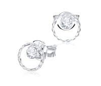 Curly Circle Silver Ear Stud STS-3704